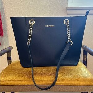 Calvin Klein Black Tote with Gold Chain Straps
